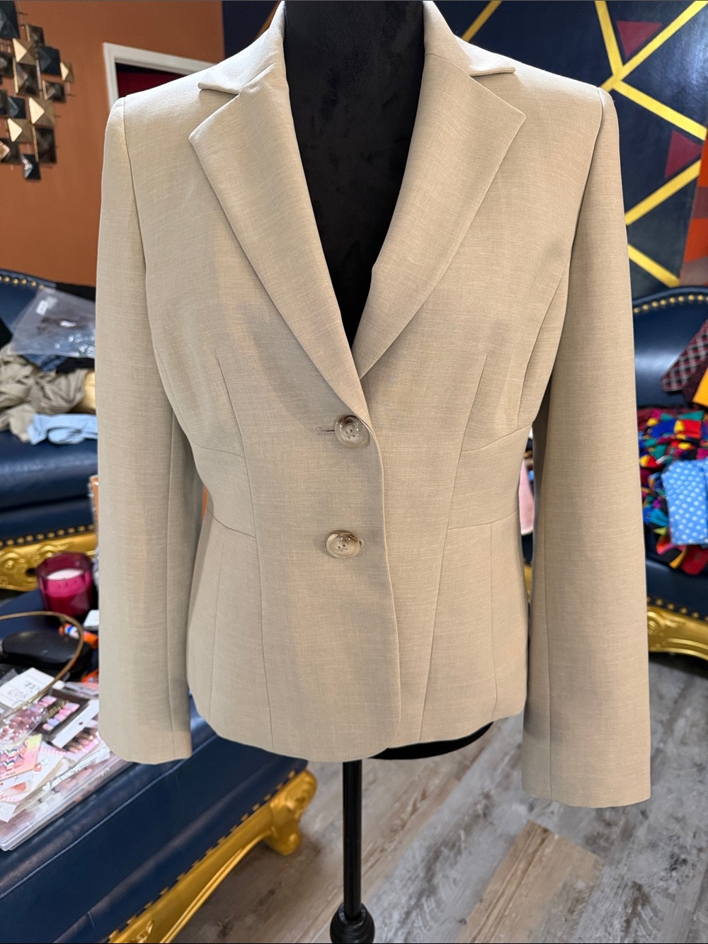 Women's Tailored Cream Two-Button Blazer